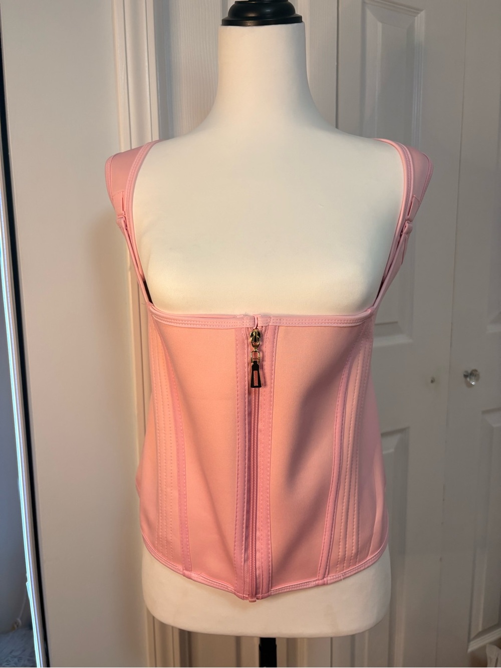 Pink Zip-Front Women's Bustier Top